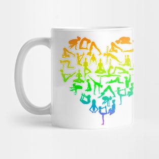 Rainbow Yoga Poses Heart Mug